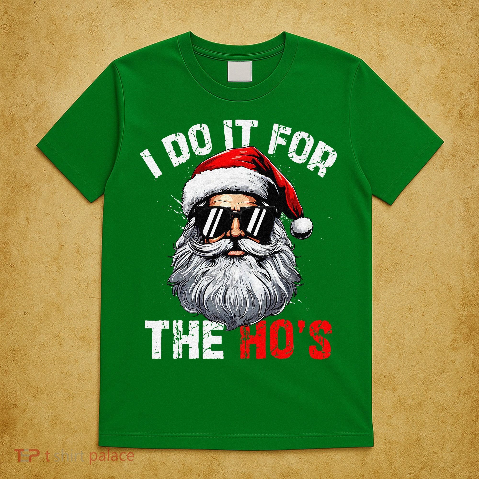 I Do It For The Hos Funny Inappropriate Christmas Santa Face T-Shirt