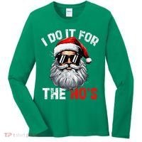 I Do It For The Hos Funny Inappropriate Christmas Santa Face Women's Long Sleeve Shirt thumb 0