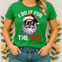 I Do It For The Hos Funny Inappropriate Christmas Santa Face Women's T-Shirt thumb 2