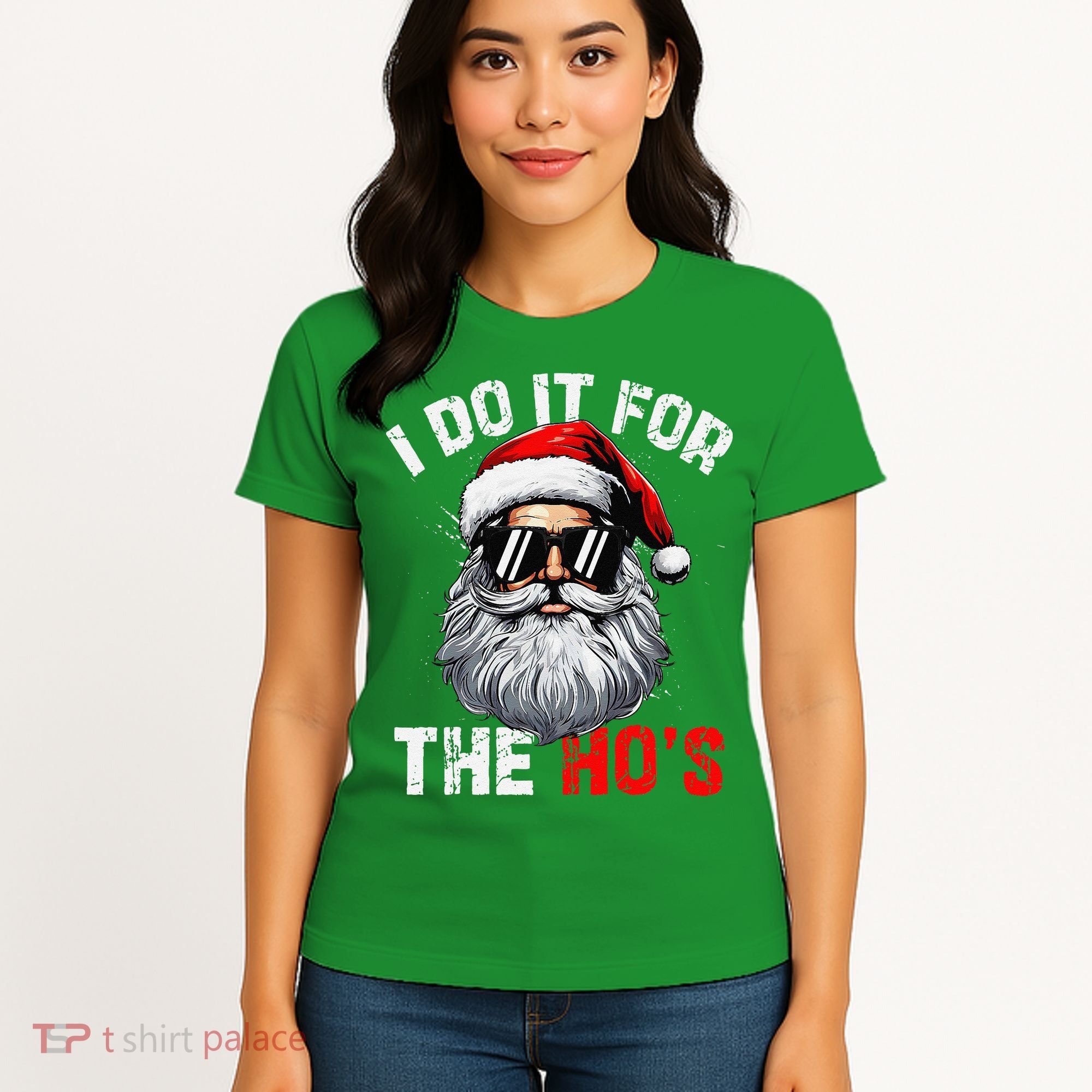I Do It For The Hos Funny Inappropriate Christmas Santa Face Women's T-Shirt