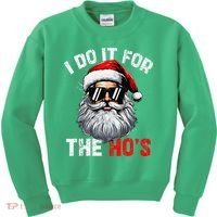 I Do It For The Hos Funny Inappropriate Christmas Santa Face Kids Sweatshirt thumb 0
