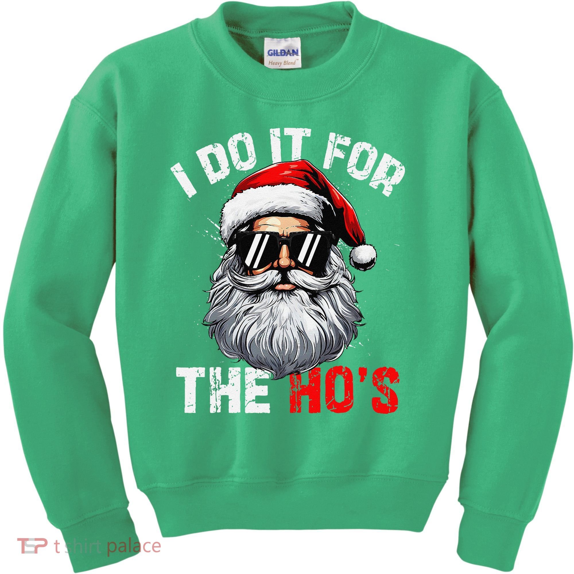 I Do It For The Hos Funny Inappropriate Christmas Santa Face Kids Sweatshirt