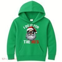 I Do It For The Hos Funny Inappropriate Christmas Santa Face Kids Hoodie thumb 0