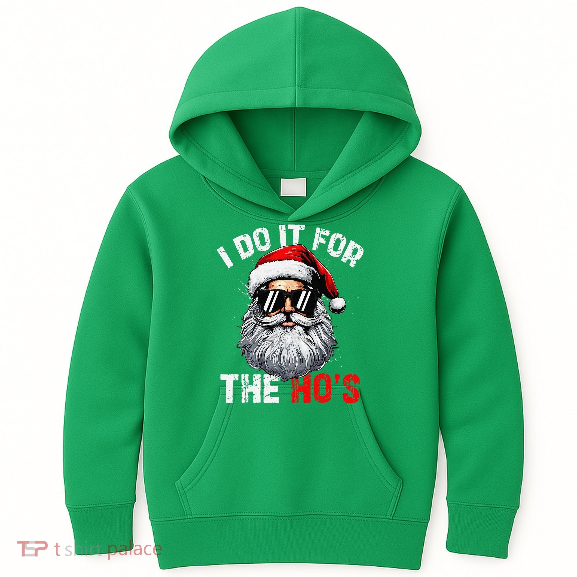 I Do It For The Hos Funny Inappropriate Christmas Santa Face Kids Hoodie