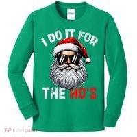 I Do It For The Hos Funny Inappropriate Christmas Santa Face Kids Long Sleeve Shirt thumb 0