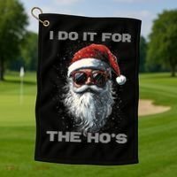 I Do It For The HoS Funny Santa Inappropriate Christmas Golf Towel thumb 1
