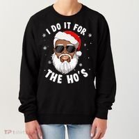 I Do It For The Hos Christmas African American Santa Black Women's Sweatshirt thumb 0