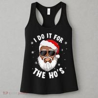 I Do It For The Hos Christmas African American Santa Black Women's Tank Top thumb 3