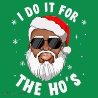 I Do It For The Hos Christmas African American Santa Black Polo thumb 2
