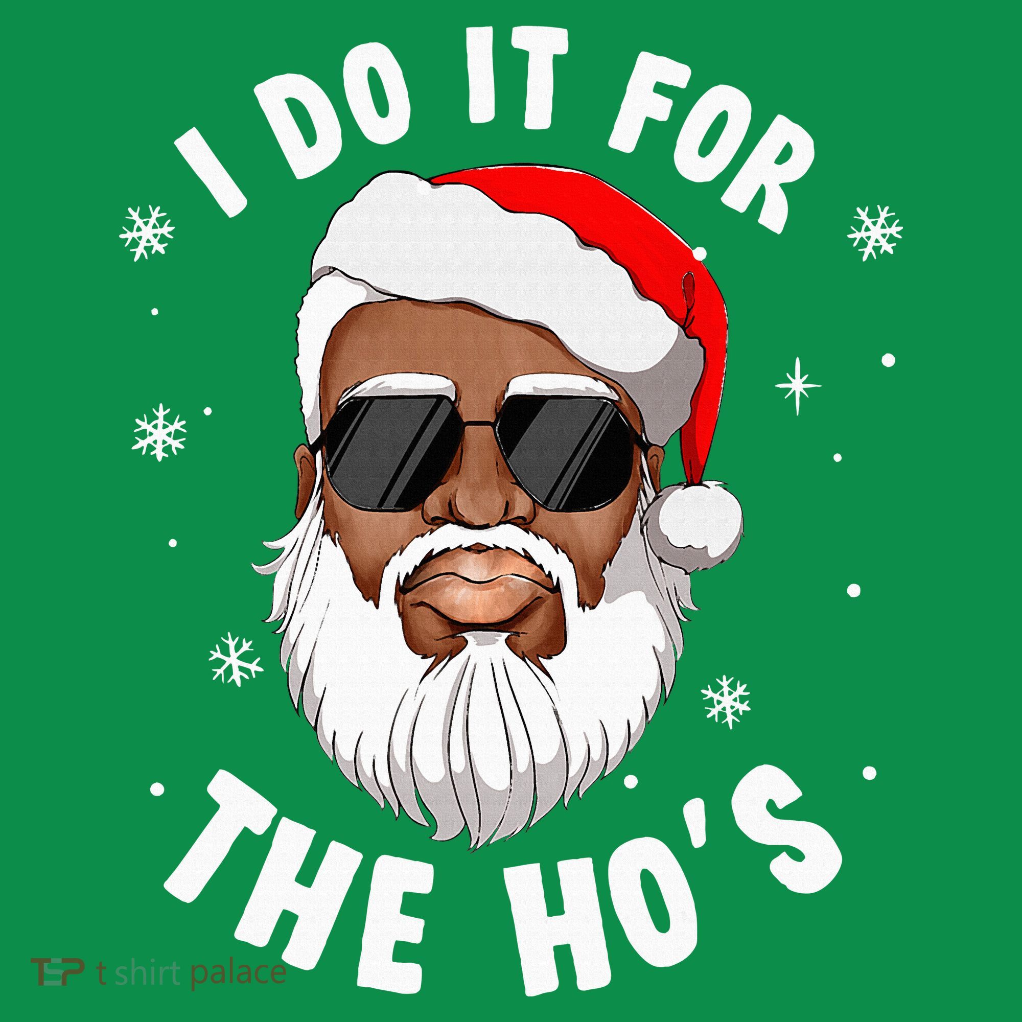 I Do It For The Hos Christmas African American Santa Black Polo