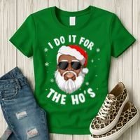 I Do It For The Hos Christmas African American Santa Black Women's T-Shirt thumb 3