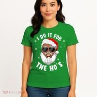 I Do It For The Hos Christmas African American Santa Black Women's T-Shirt thumb 4