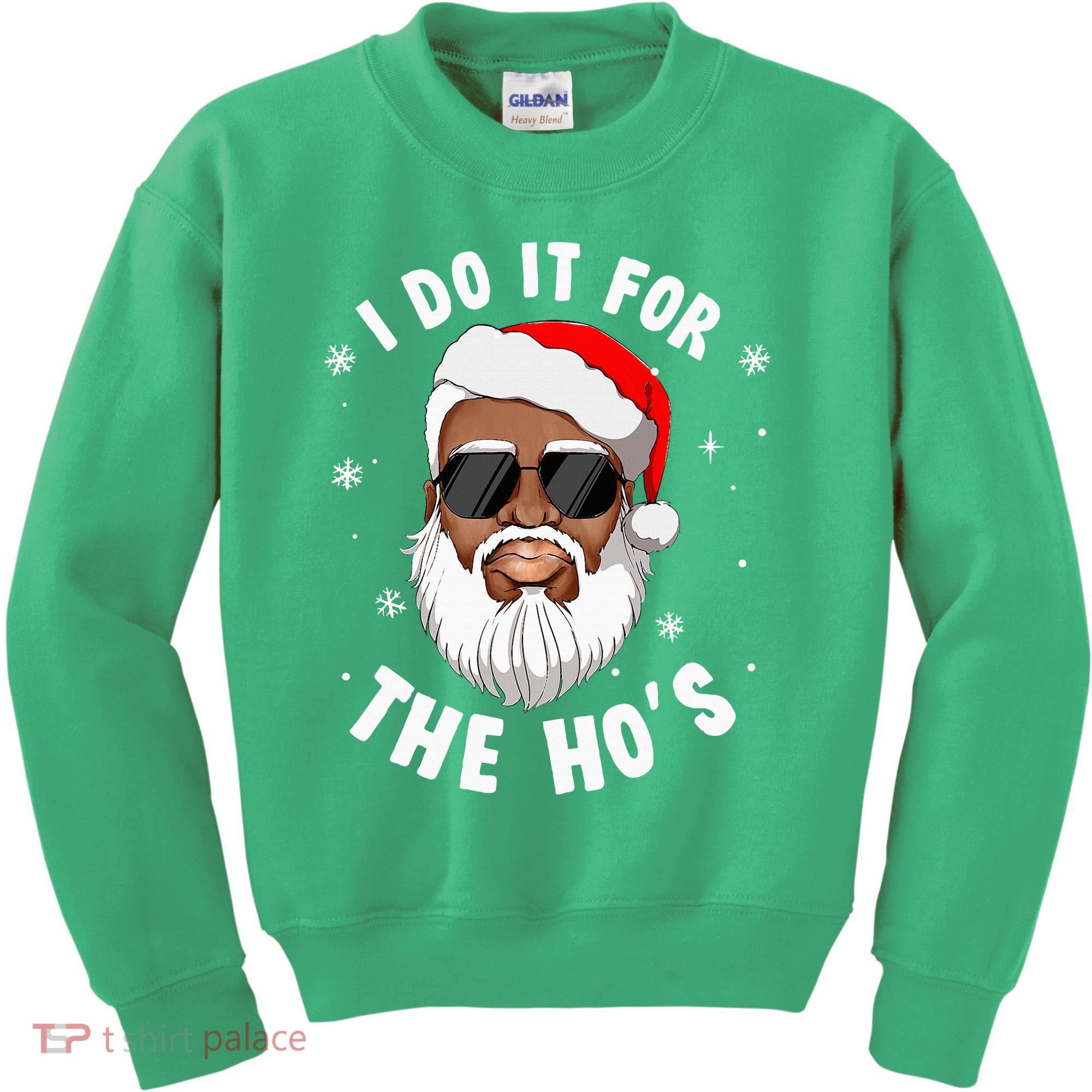 I Do It For The Hos Christmas African American Santa Black Kids Sweatshirt
