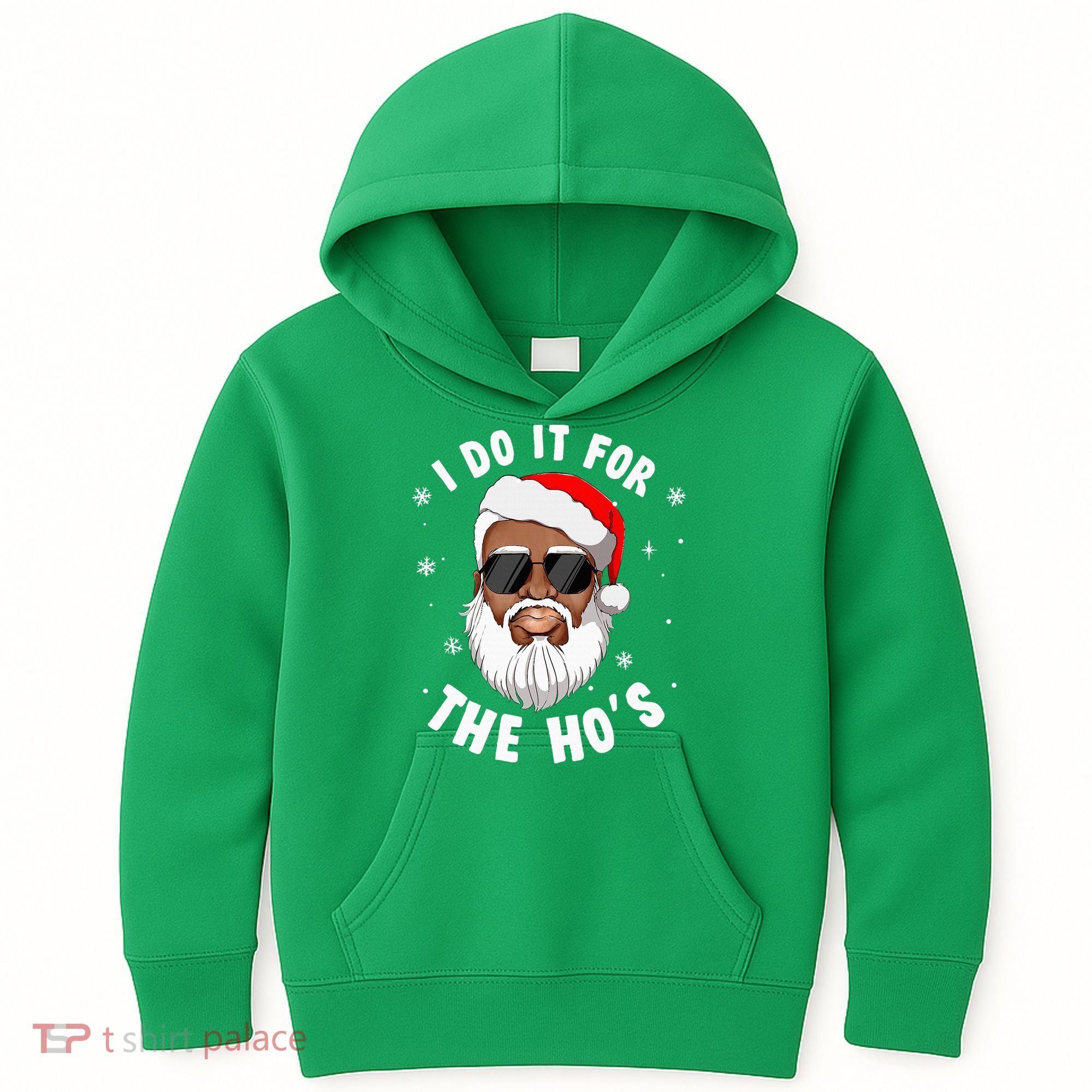 I Do It For The Hos Christmas African American Santa Black Kids Hoodie