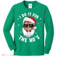 I Do It For The Hos Christmas African American Santa Black Kids Long Sleeve Shirt thumb 0