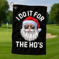 I Do It For The HoS Funny Inappropriate Christmas Short Sleeve Santa Golf Towel thumb 1