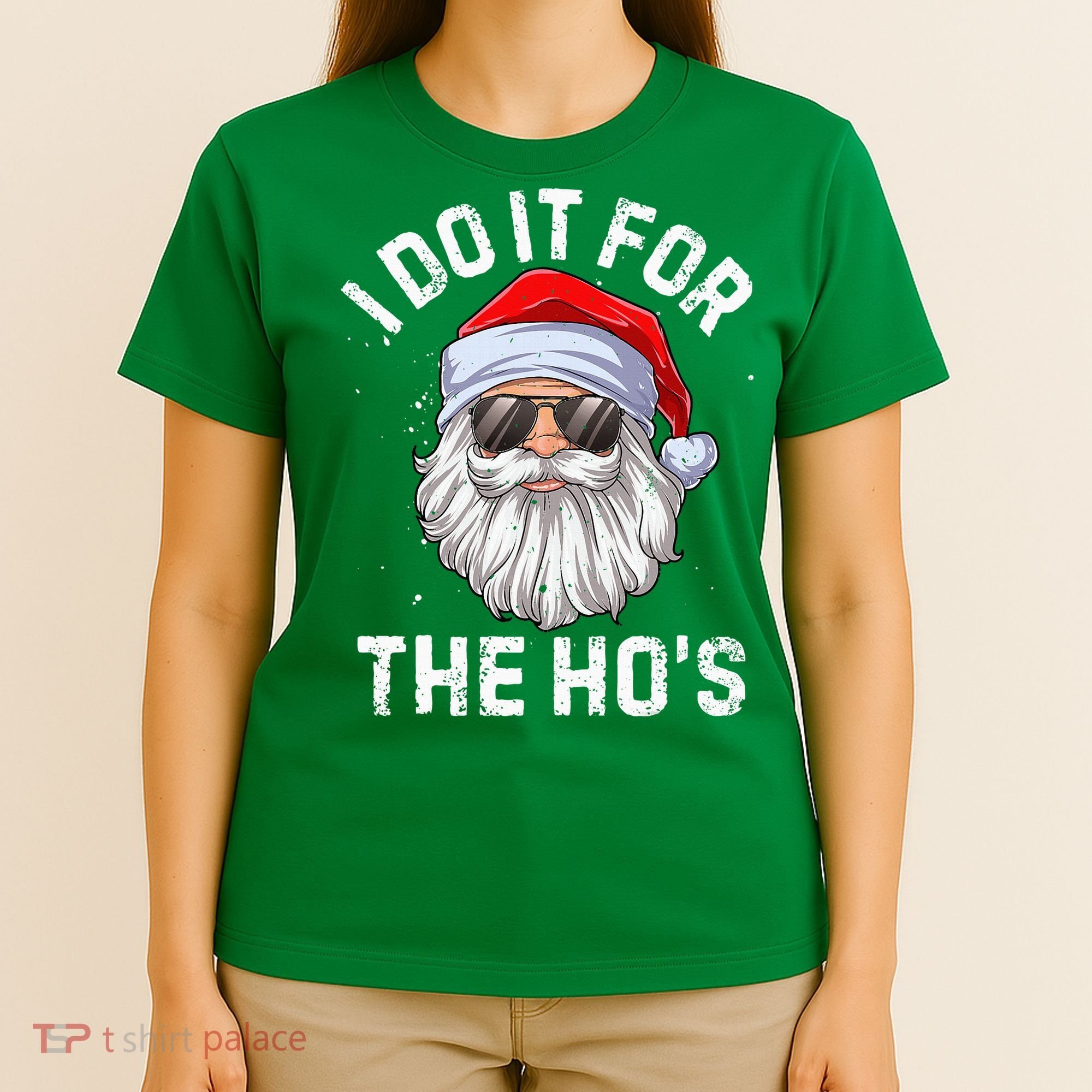 I Do It For The HoS Funny Inappropriate Christmas Short Sleeve Santa T-Shirt