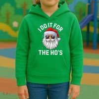 I Do It For The HoS Funny Inappropriate Christmas Short Sleeve Santa Kids Hoodie thumb 3