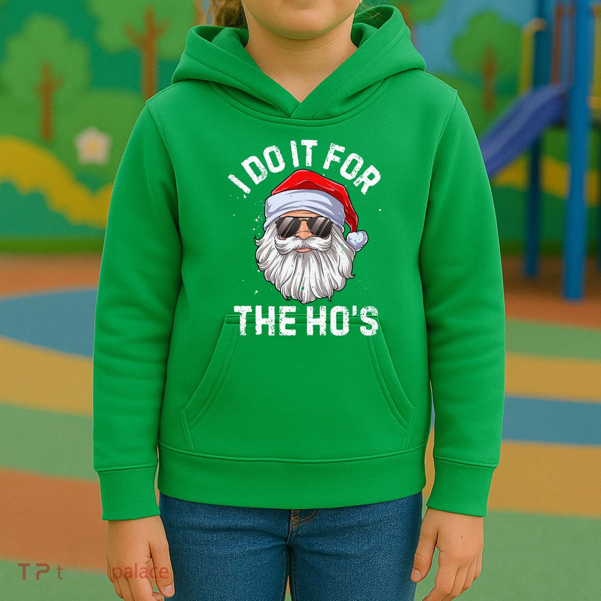 I Do It For The HoS Funny Inappropriate Christmas Short Sleeve Santa Kids Hoodie