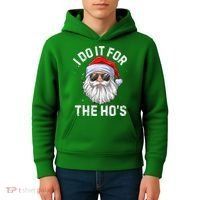 I Do It For The HoS Funny Inappropriate Christmas Short Sleeve Santa Kids Hoodie thumb 4