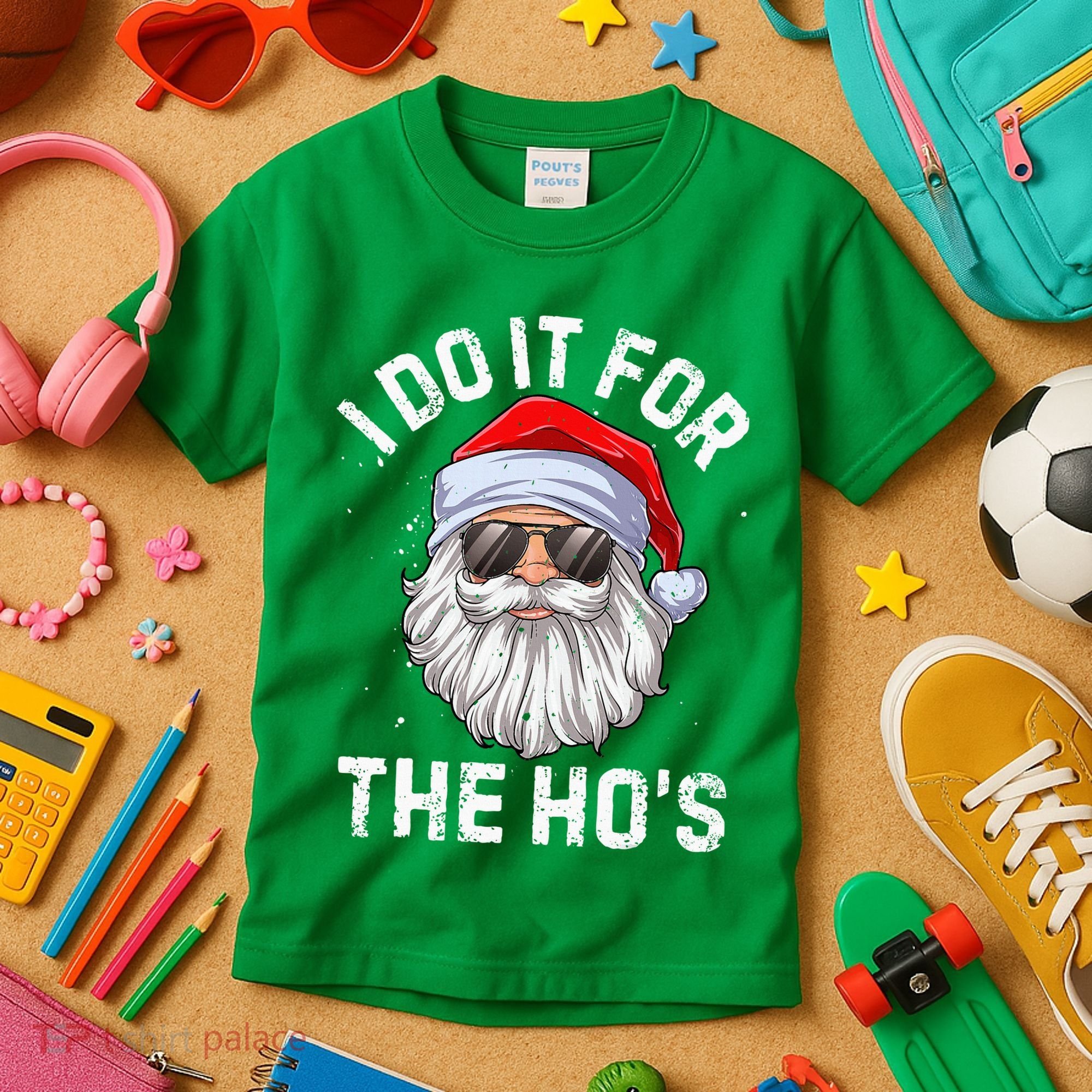 I Do It For The HoS Funny Inappropriate Christmas Short Sleeve Santa Kids T-Shirt