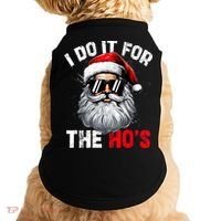 I Do It For The Hos Funny Inappropriate Christmas Santa Face Doggie Tank thumb 0