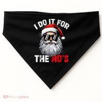 I Do It For The Hos Funny Inappropriate Christmas Santa Face USA-Made Doggie Bandana thumb 0
