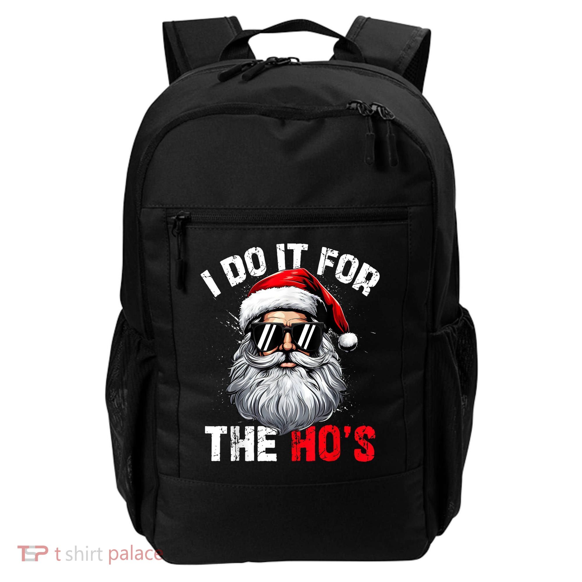 I Do It For The Hos Funny Inappropriate Christmas Santa Face Backpack