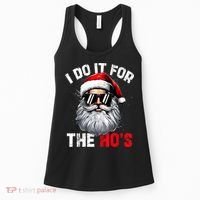 I Do It For The Hos Funny Inappropriate Christmas Santa Face Women's Tank Top thumb 0