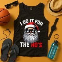 I Do It For The Hos Funny Inappropriate Christmas Santa Face Tank Top thumb 4
