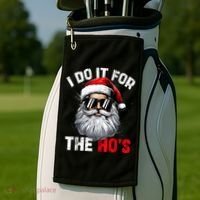 I Do It For The Hos Funny Inappropriate Christmas Santa Face Golf Towel thumb 2
