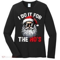 I Do It For The Hos Funny Inappropriate Christmas Santa Face Women's Long Sleeve Shirt thumb 0