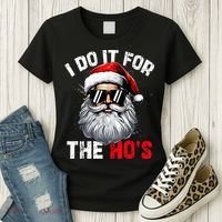 I Do It For The Hos Funny Inappropriate Christmas Santa Face Women's T-Shirt thumb 3