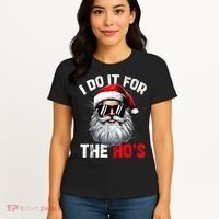 I Do It For The Hos Funny Inappropriate Christmas Santa Face Women's T-Shirt thumb 4