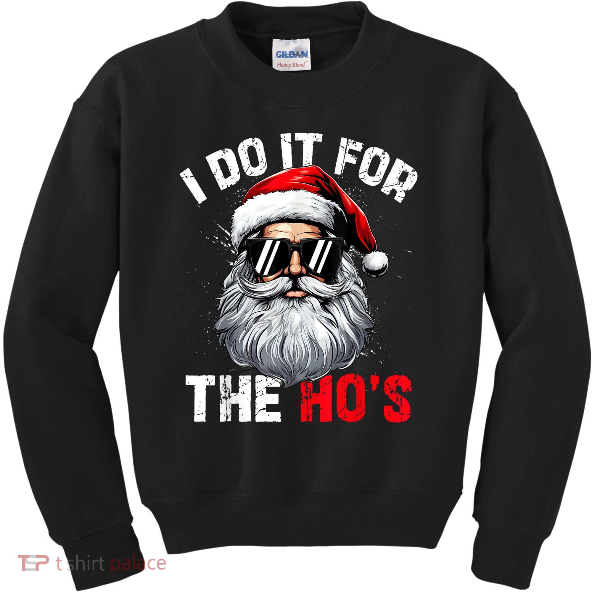 I Do It For The Hos Funny Inappropriate Christmas Santa Face Kids Sweatshirt