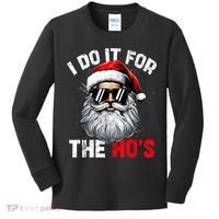 I Do It For The Hos Funny Inappropriate Christmas Santa Face Kids Long Sleeve Shirt thumb 0