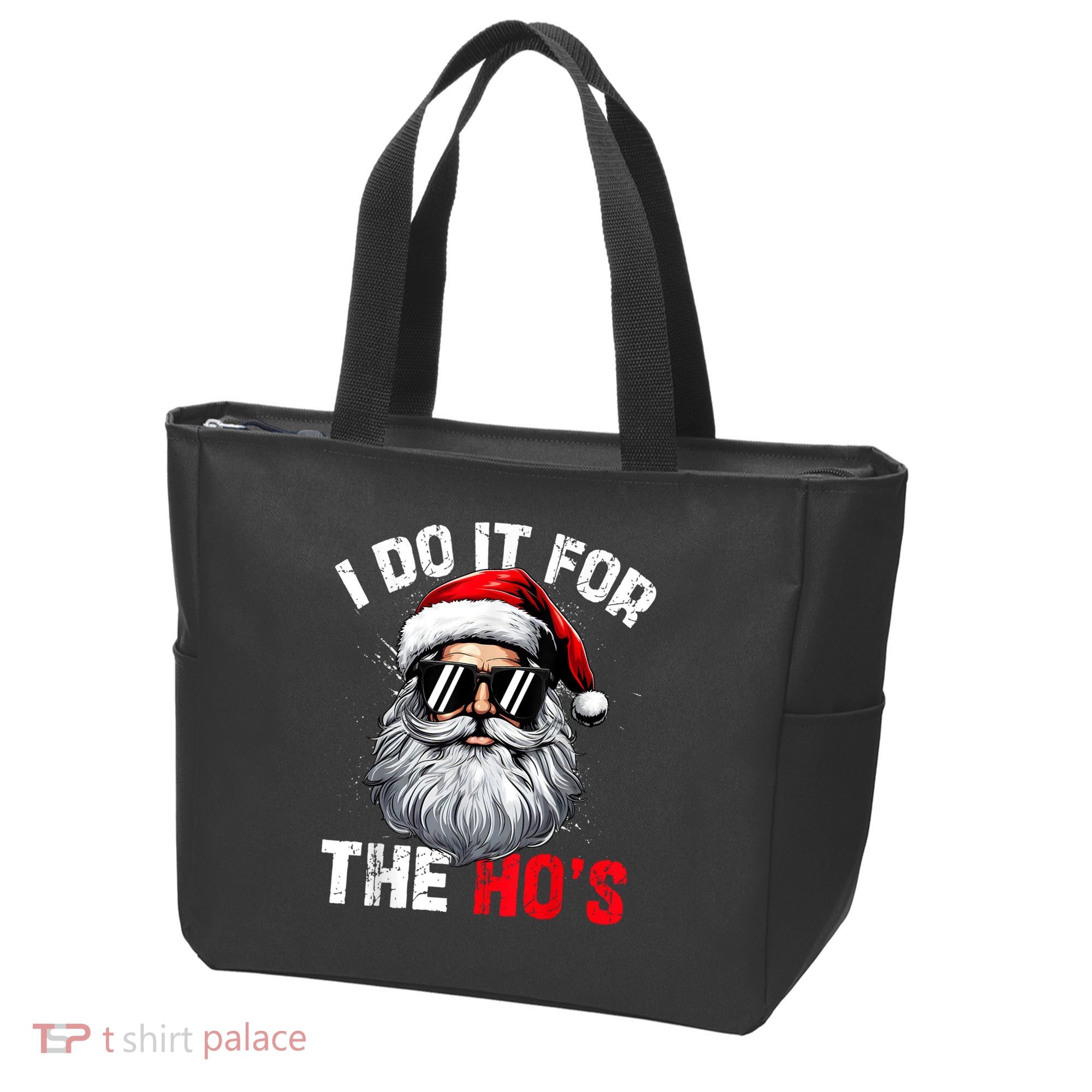 I Do It For The Hos Funny Inappropriate Christmas Santa Face Tote Bag