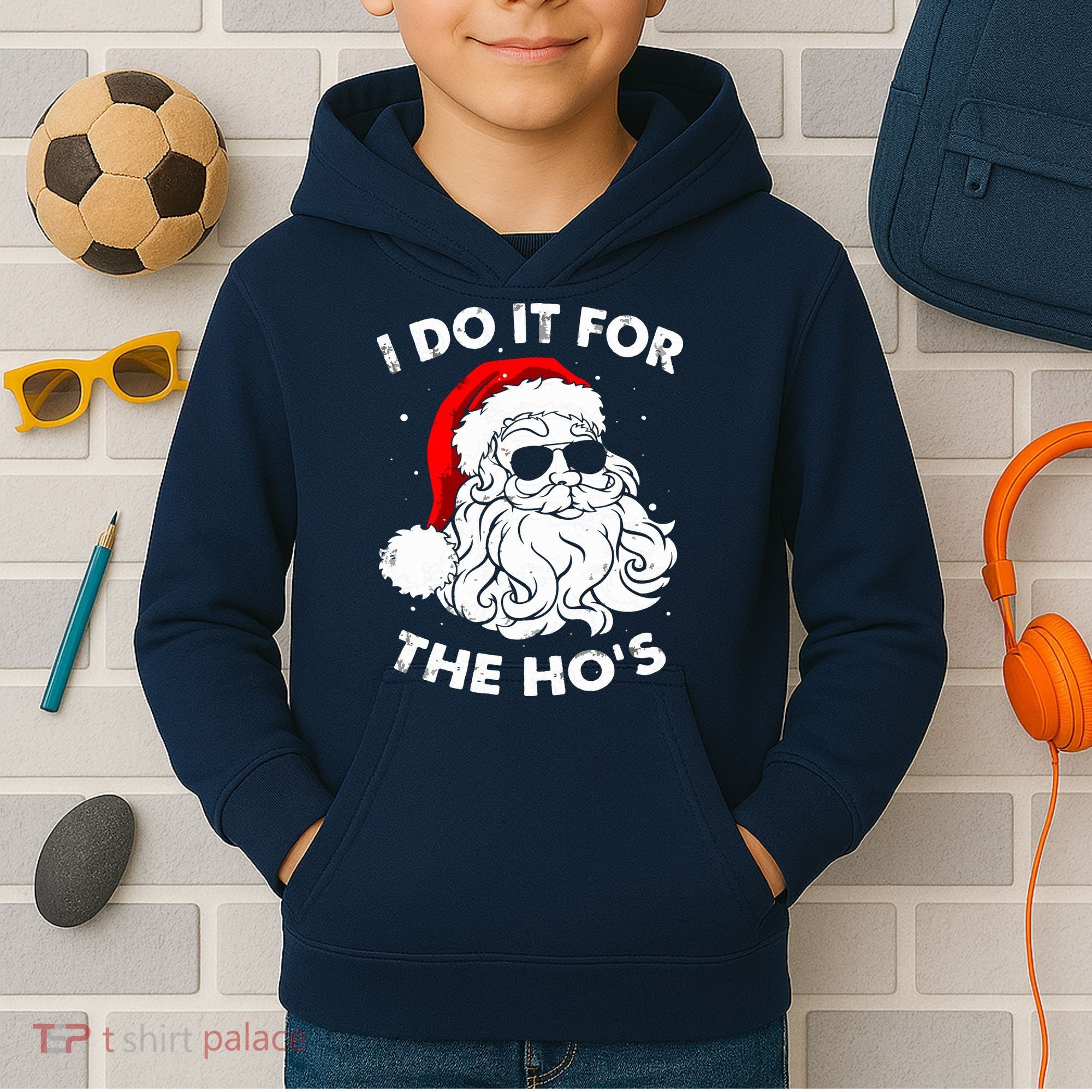 I Do It For The Hos Christmas Funny Kids Hoodie