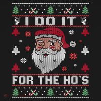 I Do It For The Ho's, Rude Offensive Christmas Santa Sweater Backpack thumb 2