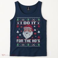 I Do It For The Ho's, Rude Offensive Christmas Santa Sweater Tank Top thumb 2