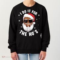 I Do It For The Hos Christmas African American Santa Black Women's Sweatshirt thumb 0
