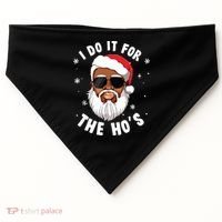 I Do It For The Hos Christmas African American Santa Black USA-Made Doggie Bandana thumb 0