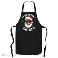 I Do It For The Hos Christmas African American Santa Black Apron thumb 0