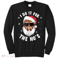 I Do It For The Hos Christmas African American Santa Black Sweatshirt thumb 0