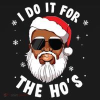 I Do It For The Hos Christmas African American Santa Black Mousepad thumb 1
