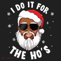 I Do It For The Hos Christmas African American Santa Black Golf Towel thumb 3