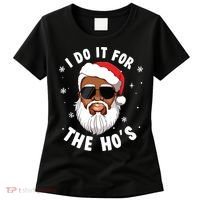 I Do It For The Hos Christmas African American Santa Black Women's T-Shirt thumb 0