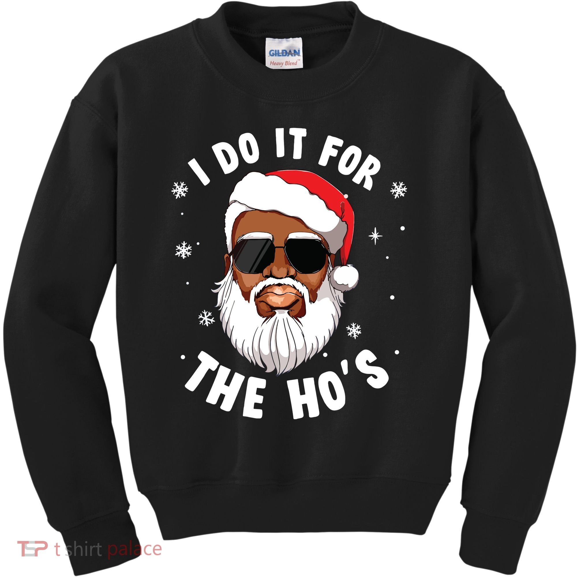 I Do It For The Hos Christmas African American Santa Black Kids Sweatshirt