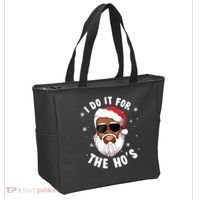 I Do It For The Hos Christmas African American Santa Black Tote Bag thumb 2