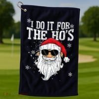 I Do It For The HOs Christmas Funny Christmas Golf Towel thumb 1